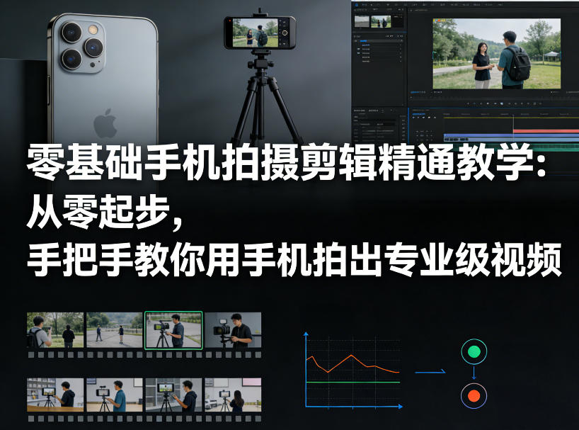 零基础手机拍摄剪辑精通教学：从零起步，手把手教你用手机拍出专业级视频-泱泱学习社