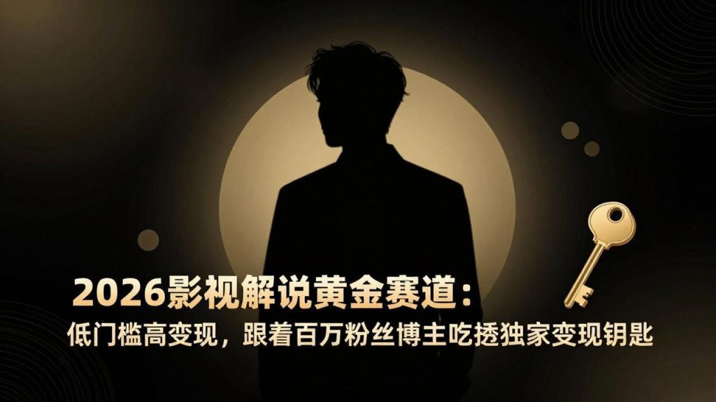 2026影视解说黄金赛道：低门槛高变现，跟着百万粉丝博主吃透独家变现钥匙-泱泱学习社