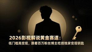 2026影视解说黄金赛道:低门槛高变现,跟着百万粉丝博主吃透独家变现钥匙-泱泱学习社