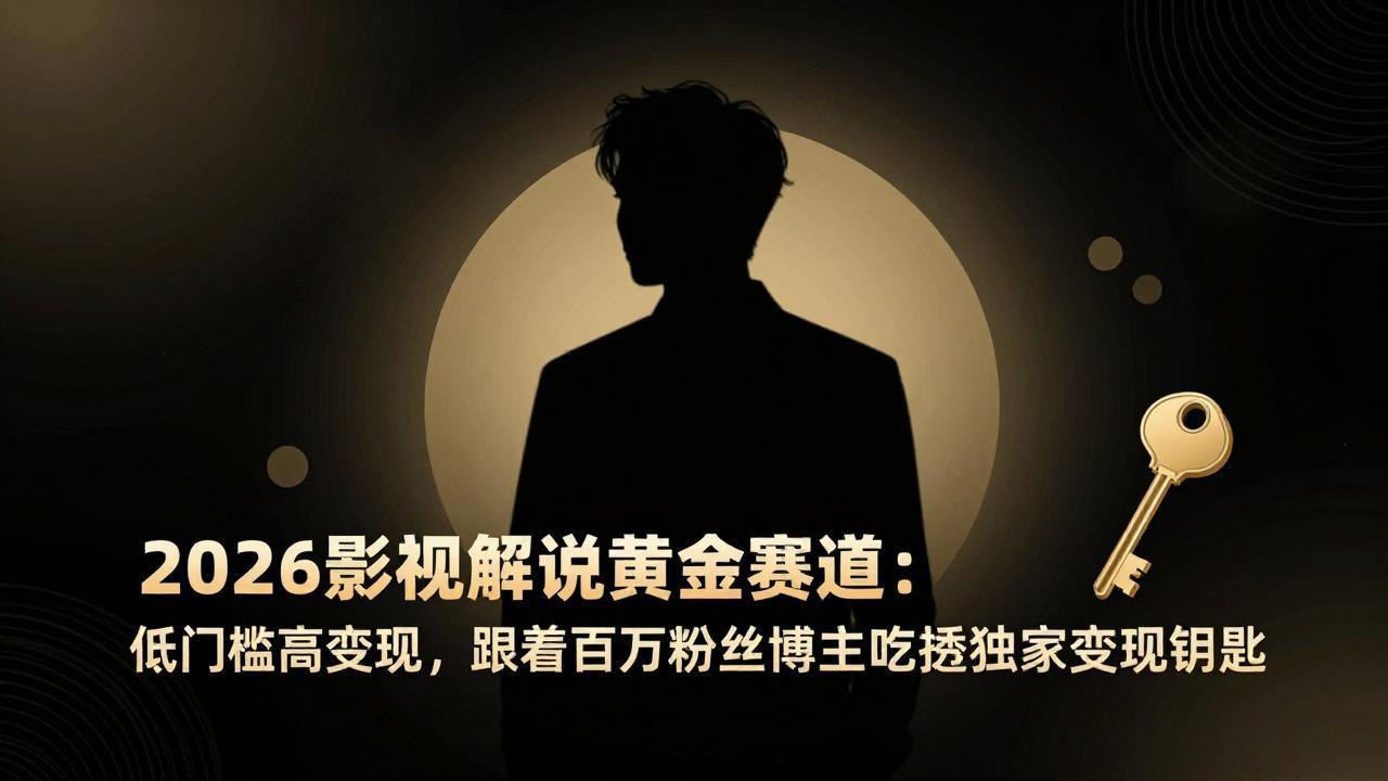 2026影视解说黄金赛道:低门槛高变现,跟着百万粉丝博主吃透独家变现钥匙-泱泱学习社