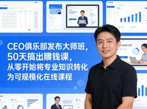 CEO俱乐部发布大师班，50天搞出賺钱课，从零开始将专业知识转化为可规模化在线课程-泱泱学习社