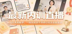 最新内训直播，4天系统教学，一线实战派干货核心玩法全套复盘-泱泱学习社