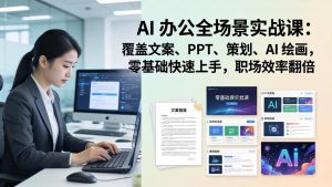AI 办公全场景实战课：覆盖文案、PPT、策划、AI 绘画，零基础快速上手，职场效率翻倍-泱泱学习社