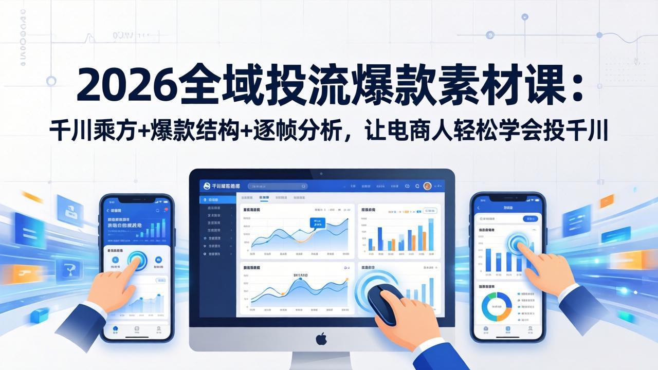 2026全域投流爆款素材课：千川乘方+爆款结构+逐帧分析，让电商人轻松学会投千川-泱泱学习社