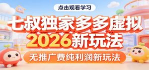 七叔独家多多虚拟，2026新玩法，无推广费，纯利润-泱泱学习社