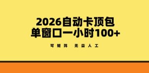 2026自动卡顶包玩法，单窗口一小时100+，可矩阵操作，无需人工【揭秘】-泱泱学习社