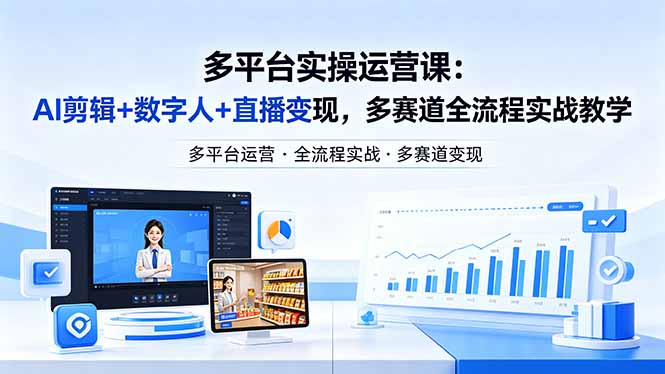某团队多平台实操运营课-更新26年4月29：AI剪辑+数字人+直播变现，多赛道全流程实战教学-泱泱学习社