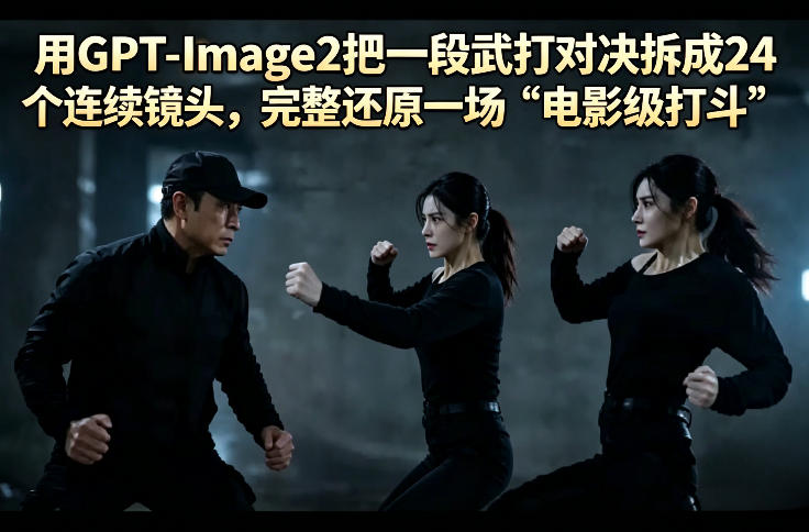 用GPT-Image2把一段武打对决拆成24个连续镜头，完整还原一场“电影级打斗”-泱泱学习社