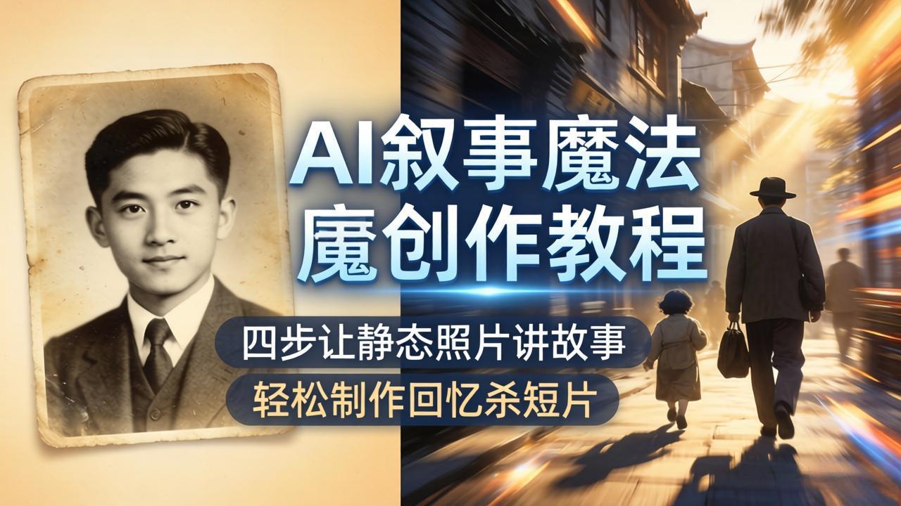 AI叙事魔法创作教程，四步让静态照片讲故事，老照片修复加动态特效，轻松制作回忆杀短片-泱泱学习社