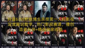 抖音63W粉丝博主亲授第一人称影视深度解说教学,热门影视赛道,撸创造者伙伴+精选独家收益-泱泱学习社