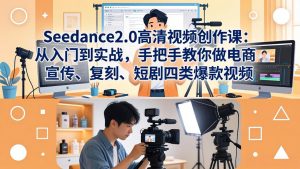 Seedance2.0高清视频创作课：从入门到实战，手把手教你做电商、宣传、复刻、短剧四类爆款视频-泱泱学习社
