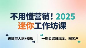 不用懂营销！2025 迷你工作坊课：送填空大纲 + 模板，一周卖课赚现金、圈客户-泱泱学习社