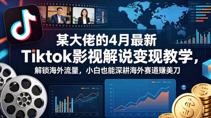 某大佬的4月最新Tiktok影视解说变现教学，解锁海外流量，小白也能深耕海外赛道賺美刀-泱泱学习社