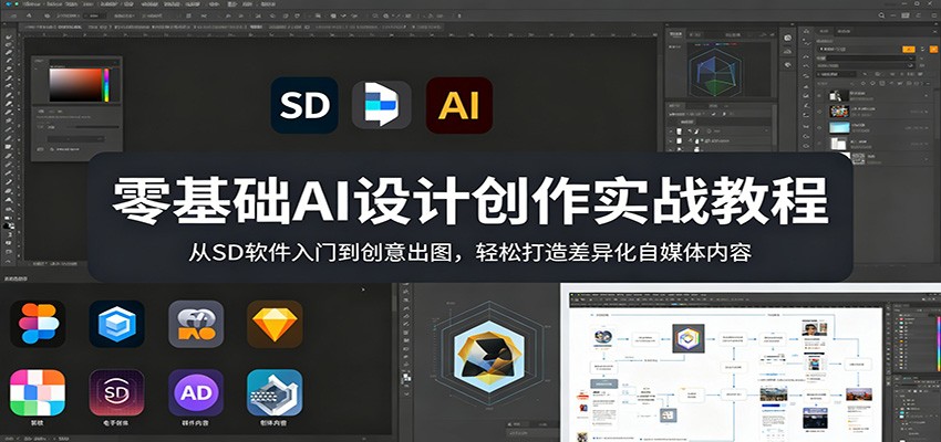 零基础AI设计创作实战教程：从SD软件入门到创意出图，轻松打造差异化自媒体内容-泱泱学习社