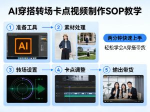 AI穿搭转场卡点视频制作SOP教学，两分钟快速上手，轻松学会AI穿搭带货-泱泱学习社