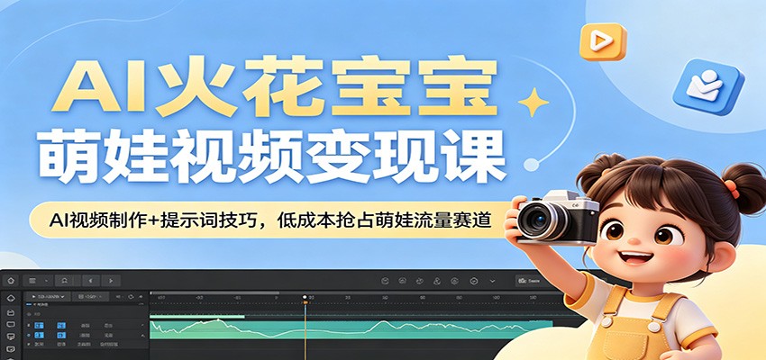 AI火花宝宝萌娃视频变现课：AI视频制作+提示词技巧，低成本抢占萌娃流量赛道-泱泱学习社