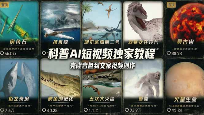 科普造物主AI短视频独家教程：从软件安装、壳隆音色到文案视频创作，零基础快速做爆款-泱泱学习社