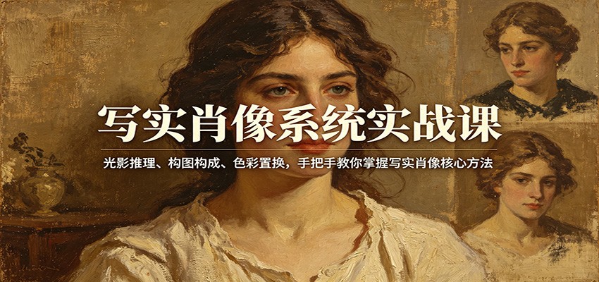 写实肖像系统实战课：光影推理、构图构成、色彩置换，手把手教你掌握写实肖像核心方法-泱泱学习社
