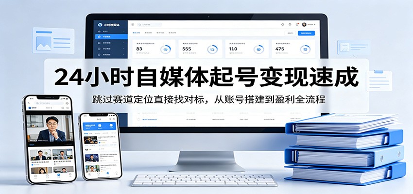 24小时自媒体起号变现速成，跳过赛道定位直接找对标，从账号搭建到盈利全流程-泱泱学习社