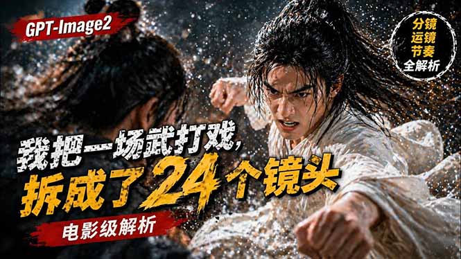 用GPT-Image2，把一段武打对决拆成24个连续镜头，从人物建立、动作衔接、运镜节奏，到情绪爆发-泱泱学习社