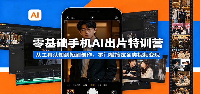 零基础手机AI出片特训营：从工具认知到短剧创作，零门槛搞定各类视频变现-泱泱学习社