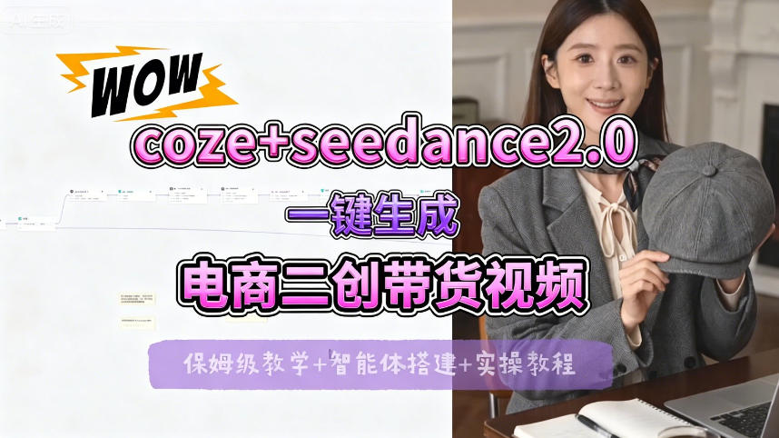 【Coze工作流搭建实操教程】seedance2.0+coze一键生成电商二创带货视频，全流程保姆级教学-泱泱学习社