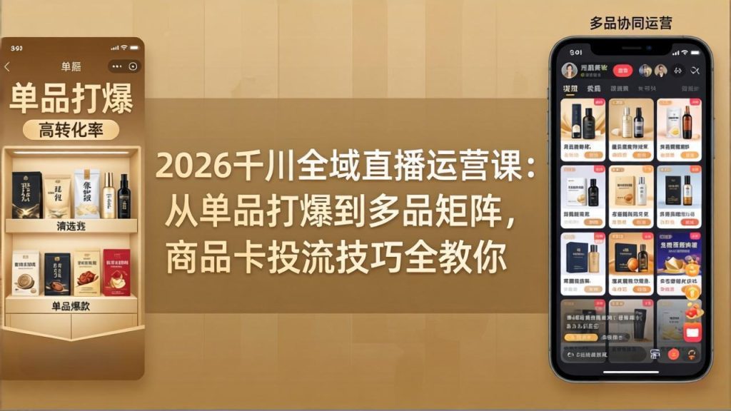 2026千川全域直播运营课：从单品打爆到多品矩阵，商品卡投流技巧全教你-泱泱学习社