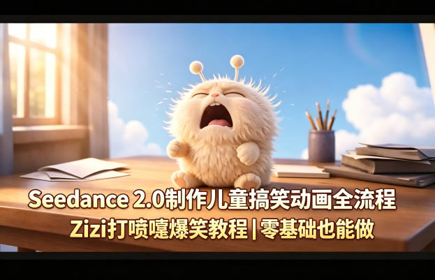 Seedance 2.0制作儿童搞笑动画全流程Zizi打喷嚏爆笑教程｜零基础也能做-泱泱学习社