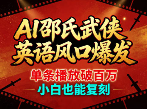 AI邵氏武侠英语风口爆发，单条播放破百万，小白也能复刻-泱泱学习社