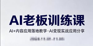 内容AI老板训练课，AI+内容应用落地教学，AI变现的实战应用分享-泱泱学习社