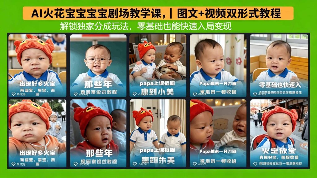 AI火花宝宝宝宝剧场教学课，图文+视频双形式教程，解锁独家分成玩法，零基础也能快速入局变现-泱泱学习社
