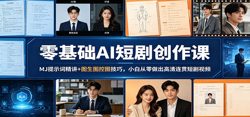 零基础AI短剧创作课：MJ提示词精讲+图生图控图技巧，小白从零做出高清连贯短剧视频-泱泱学习社