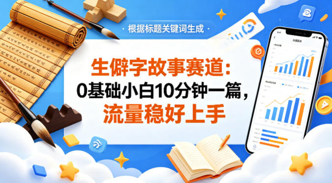 公众号流量主——生僻字故事赛道，流量稳，好上手，0基础小白也能10分钟一篇-泱泱学习社