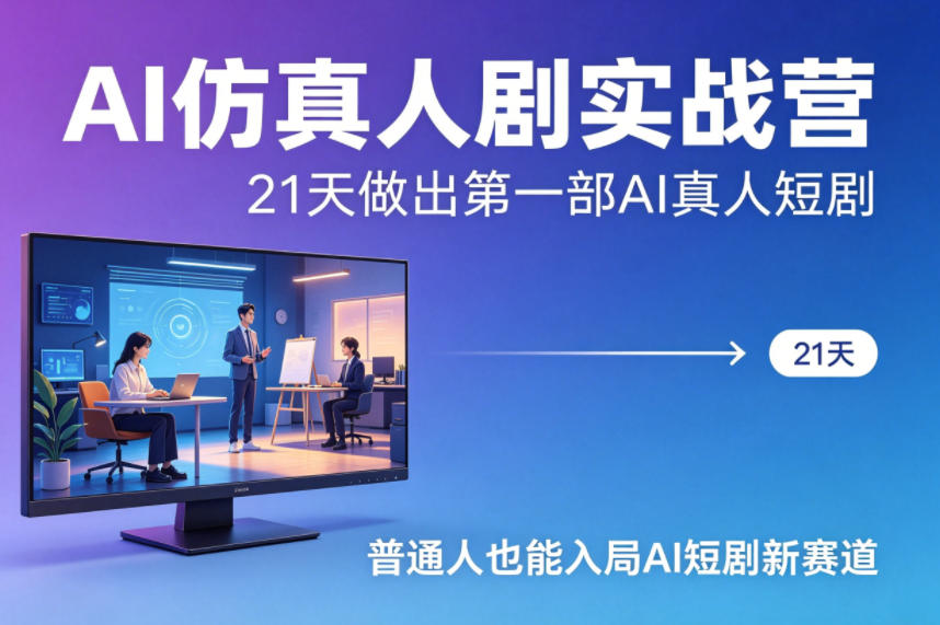 AI仿真人剧实战营，21天做出第一部AI真人短剧，普通人也能入局AI短剧新赛道-泱泱学习社