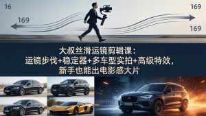 大叔丝滑运镜剪辑课：运镜步伐+稳定器+多车型实拍+高级特效，新手也能出电影感大片-泱泱学习社