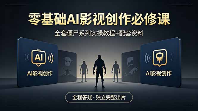零基础AI影视创作必修课，全套僵尸系列实操教程加配套资料，全程答疑带你独立完整出片-泱泱学习社