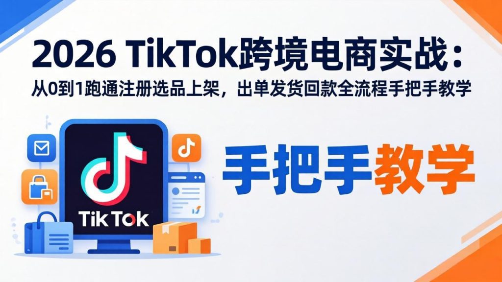 2026TikTok跨境电商实战-更新：从0到1跑通注册选品上架，出单发货回款全流程手把手教学-泱泱学习社