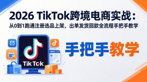 2026TikTok跨境电商实战-更新：从0到1跑通注册选品上架，出单发货回款全流程手把手教学-泱泱学习社