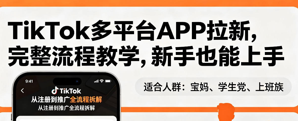 TikTok多平台APP拉新，完整流程教学，新手也能上手，轻松出海搞美金-泱泱学习社