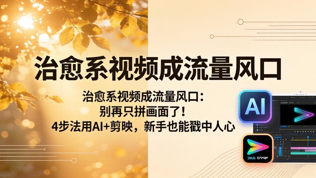 治愈系视频成流量风口：别再只拼画面了！4步法用AI+剪映，新手也能戳中人心-泱泱学习社