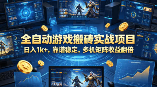 全自动游戏搬砖实战项目，日入1k+，靠谱稳定，多机矩阵收益翻倍【揭秘】-泱泱学习社