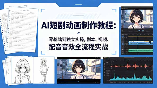 AI短剧动画制作教程：零基础到独立实操，剧本、视频、配音音效全流程实战-泱泱学习社