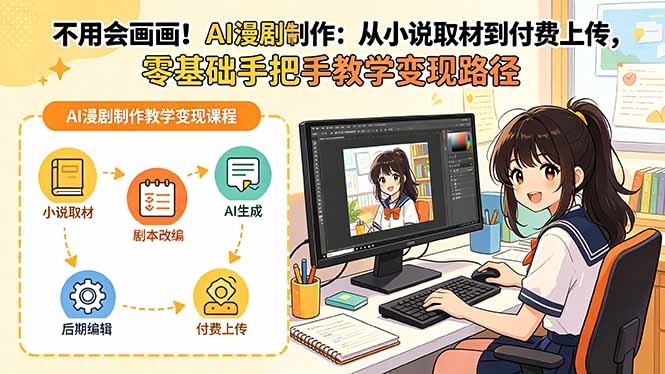 不用会画画！AI漫剧制作：从小说取材到付费上传，零基础手把手教学变现路径-泱泱学习社