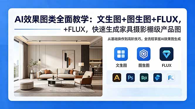 AI效果图类全面教学：文生图+图生图+FLUX，快速生成家具摄影棚级产品图-泱泱学习社