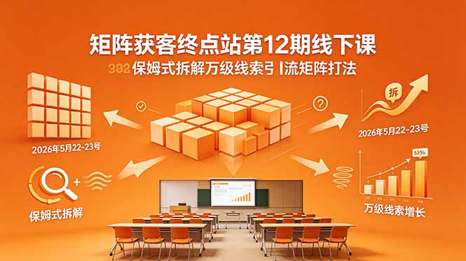 矩阵获客终点站第12期线下课 2026年5月22-23号 保姆式拆解万级线索引流矩阵打法-泱泱学习社