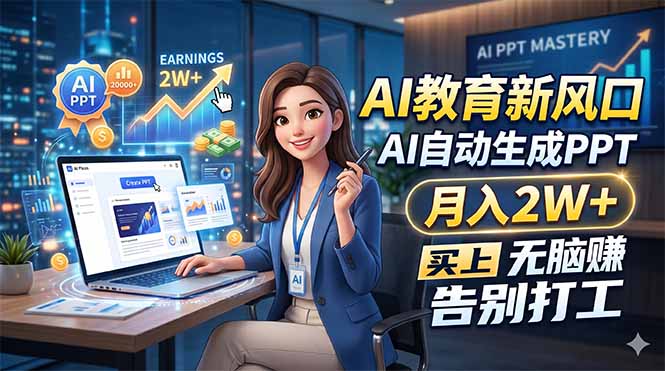 AI教育新风口，AI自动生成PPT，月入2W+，无脑赚，告别打工-泱泱学习社