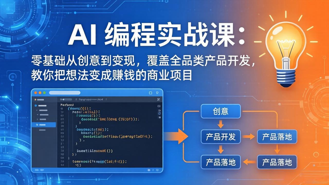 AI编程实战课-第三期-5月9更新：零基础从创意到变现，覆盖全品类产品开发，把想法变成赚钱项目-泱泱学习社