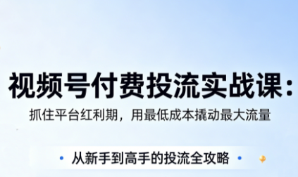渔财老师·视频号付费投流实战课(更新5月)-泱泱学习社