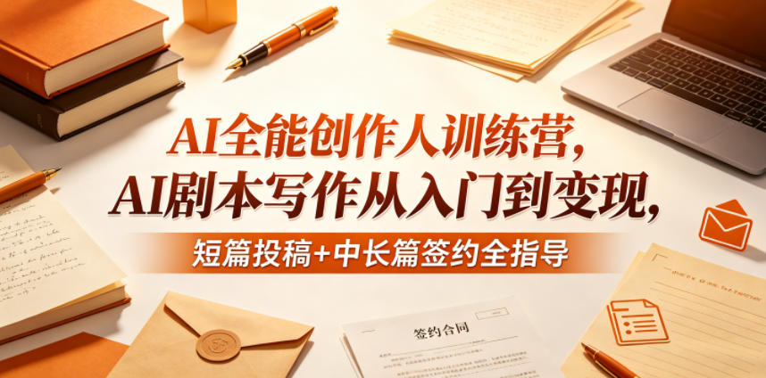 AI全能创作人训练营,AI剧本写作从入门到变现,短篇投稿+中长篇签约全指导-泱泱学习社