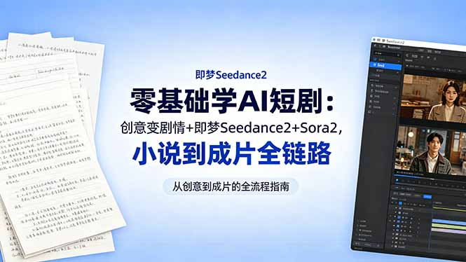 零基础学AI短剧：创意变剧情+即梦Seedance2+Sora2，小说到成片全链路-泱泱学习社